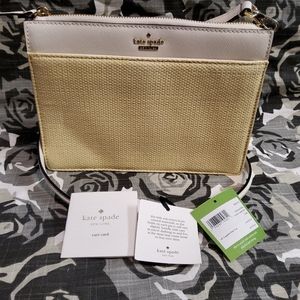 NWT Kate Spade Clarise Cameron Street Straw Natural Cement Crossbody Bag
